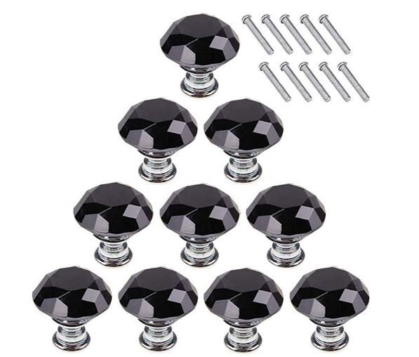 

10Pcs/set 30mm Diamond Shape Design Crystal Glass Knobs Cupboard Drawer Pull Kitchen Cabinet Door Wardrobe Handles Hardware Crystal handle