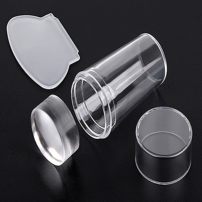 

Nail Art Templates Pure Clear Jelly Silicone Nail Stamper for Stamping Plate Scraper with Cap Transparent Art Stamp