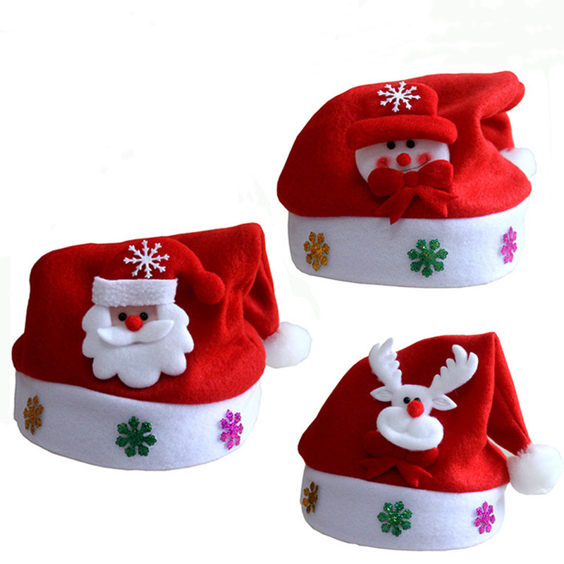 

New LED Glowing Christmas Hat Child Boy Girl Cartoon Santa Claus Caps Chapeau New Year Decoration Christmas Home Party Props