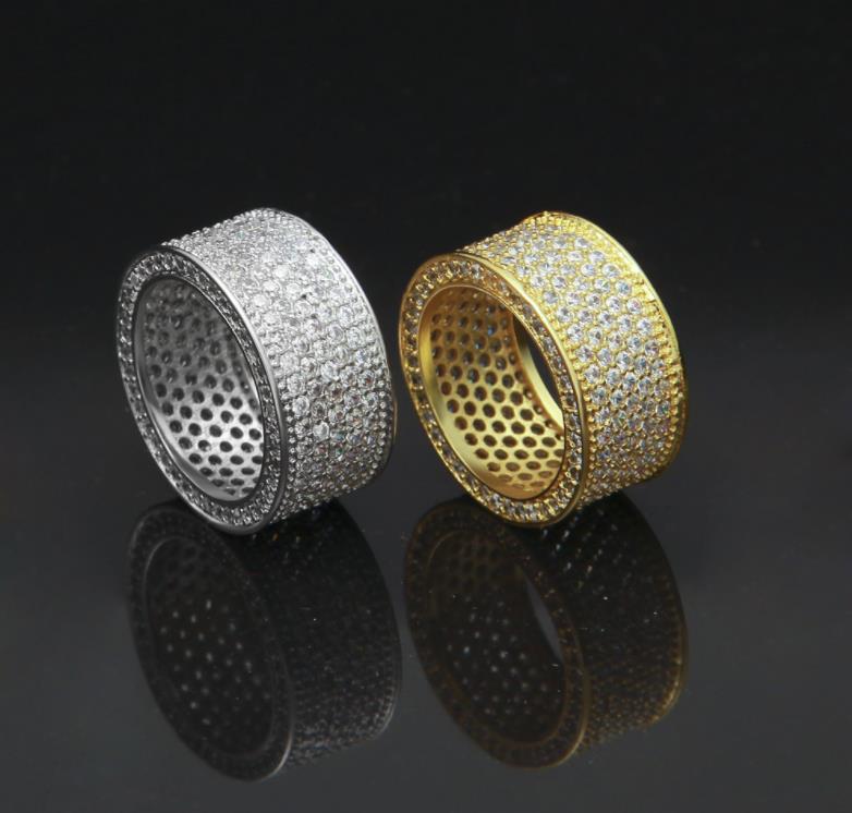 

mens rings hip hop jewelry Zircon iced out stainless steel rings luxury gold plated for Men Copper Jewelry wholesale BlingBling Rings