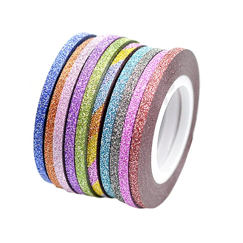 

2mm Nail Art Laser Stripes Tape Line with Glitter Powder Sticker Nails Tips Beauty DIY Adhesive Decorations