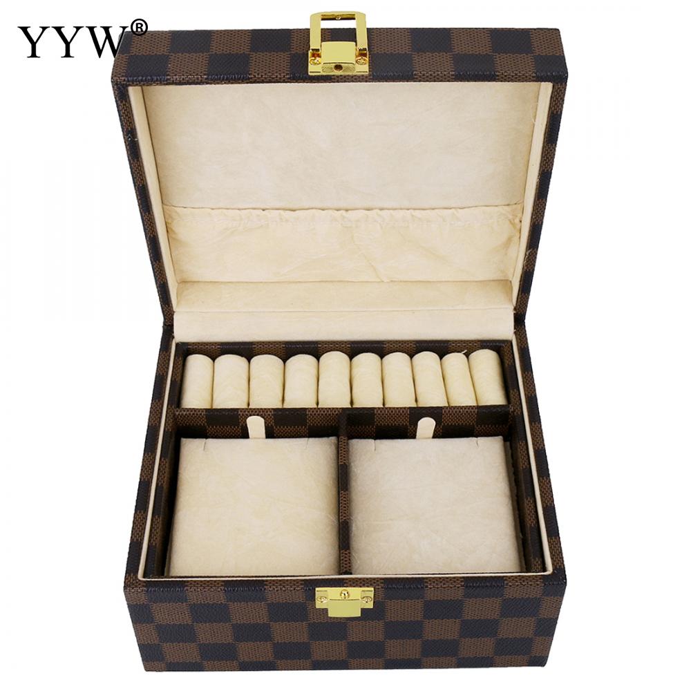 

two layers 2018 classical leather jewelry box jewelry multi purpose makeup case jewelry organizer fashion gift box, Black;white