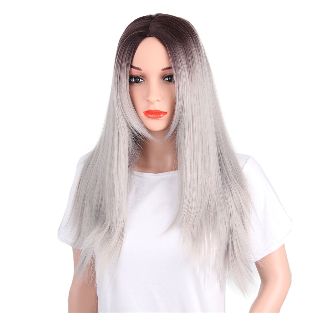 

New Style Wig Long Straight Synthetic Wigs Natural Hairline Different Colors Fiber Hair 220g/Pack 26 inches, Black