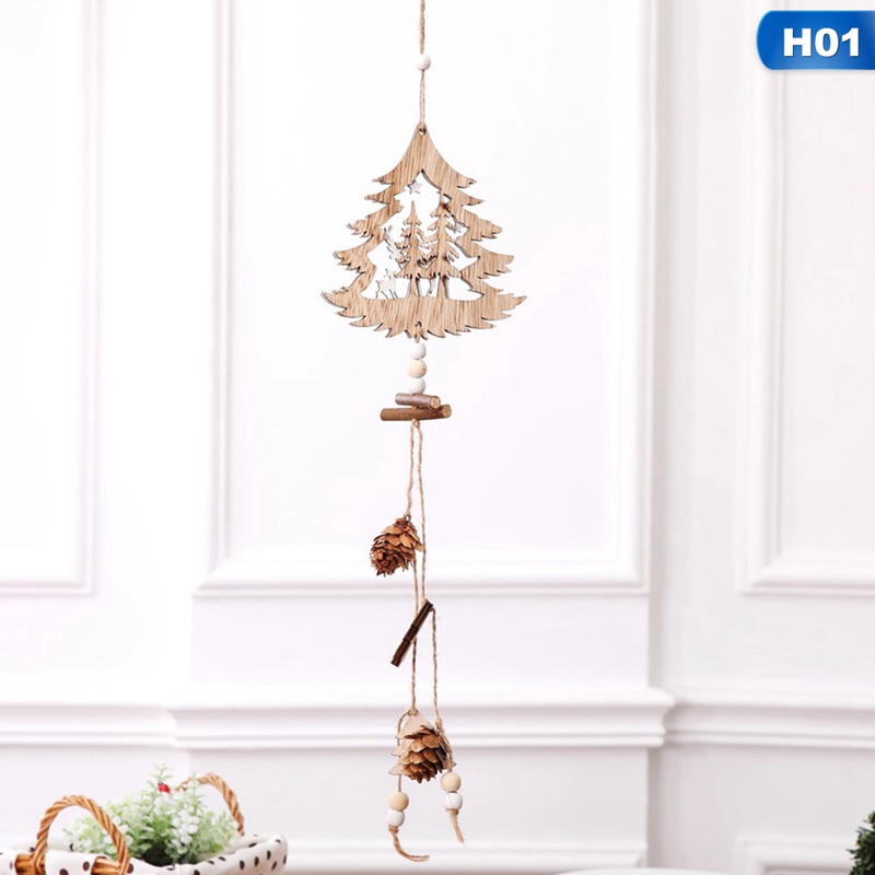 

Wooden Christmas Ornaments Wood Star Pendants Pine Cone Christmas Tree Drop Ornaments Xmas Decor Decoration For Home