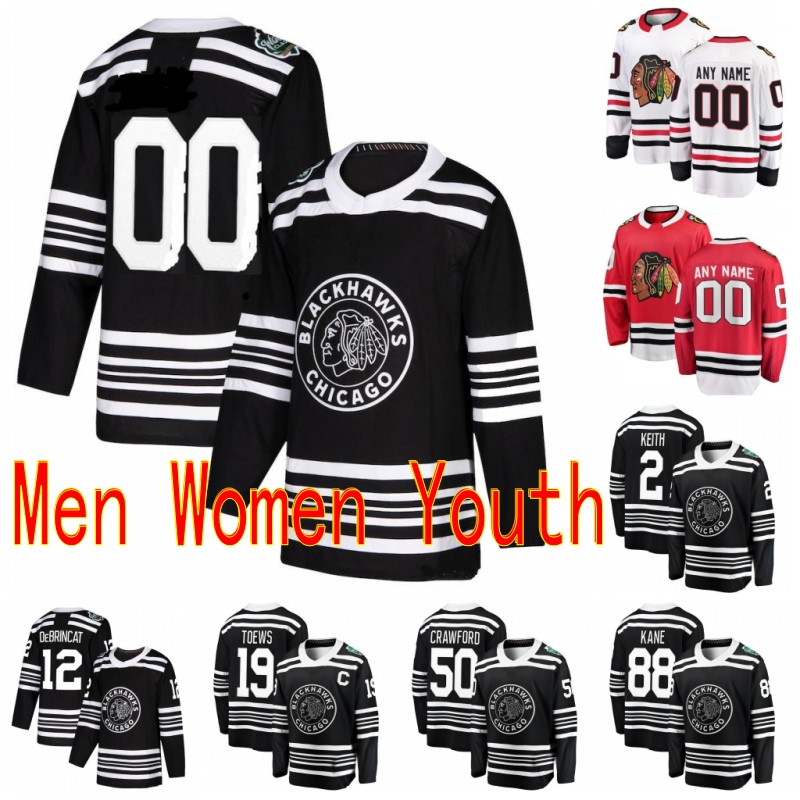

Custom 2019 Winter Classic Chicago Blackhawks Patrick Kane Duncan Keith Brandon Saad Bobby Hull Any Name Any Number Hockey stitched Jersey, Youth