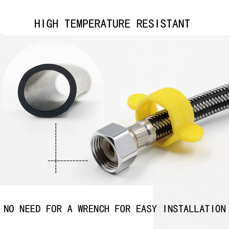 

Double Head 304 Stainless Steel Hot and Cold Water Faucet Braided Hose Single Cold Toilet Tube G1/4 Explosion-proof Three Propylene Thicken, Black steel hot and cold hose