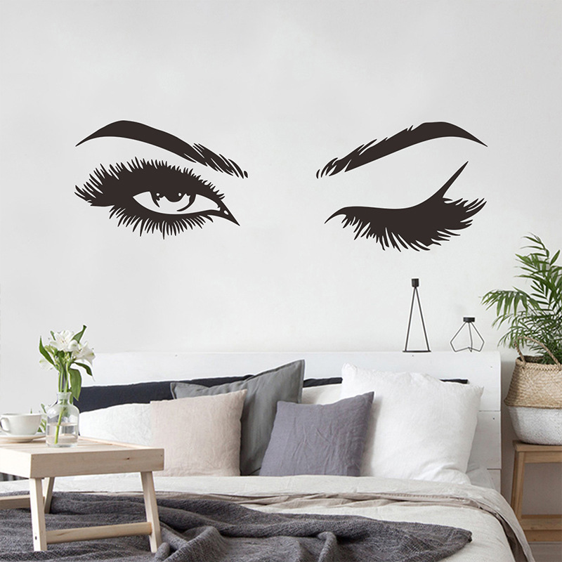 

Art Decals High Quality Mural Wall Sticker Home Decoration Girl Room Creative 1Set Pretty eyelashes Living Room Wallpaper