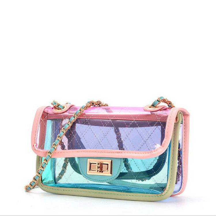 

Fashion Transparent Jelly bag 2022 Fashion New High Quality PVC Women's Designer Handbag High capacity Chain Shoulder Messenger Bags, Black