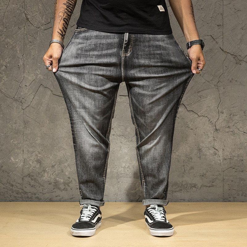 

2020 Denim Pants Casual Denim Trousers Wide Leg Jeans Boot Cut Jeans Men Loose Fit Male Grey Large Size 42 44 46 7XL, Yf-b213