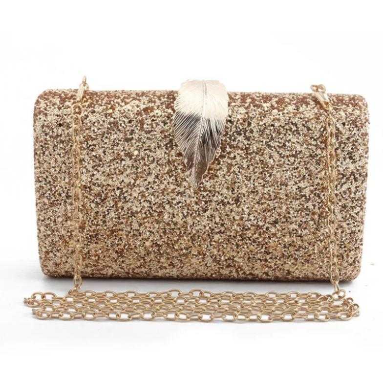 

XIYUAN New Shinning Sequins Clutch Evening Bag pink Ladies Handbag Chain Shoulder Party Bag Metal Hollow Out Mini Bridal's, Color same as pictur