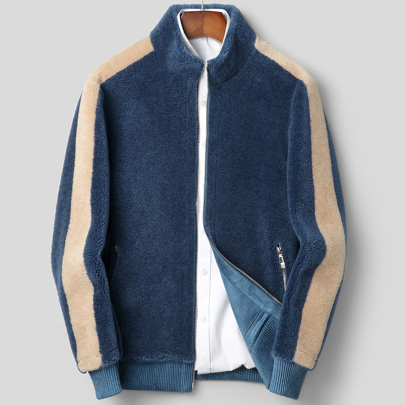 

Real Fur Coat Winter Jacket Men 100% Wool Coat Men 2019 Sheep Shearling Fur Coats Streetwear Baseball Jacket Plus Size LSY1156, Beige