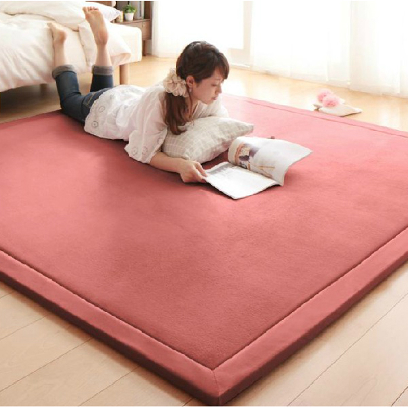 

2CM Thick Coral Fleece Mat Carpet 180*200*2CM Tatami Table Manually Bedroom Carpet Rectangle Living Room Rug, Red