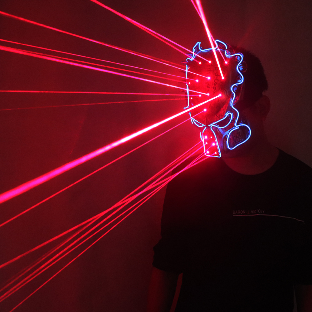 Red laser Predator Mask Movie Theme Cosplay Glow In Dark LED glowing Scary Mask Halloween Party Mask For Glow Party Supplies-image-538067565