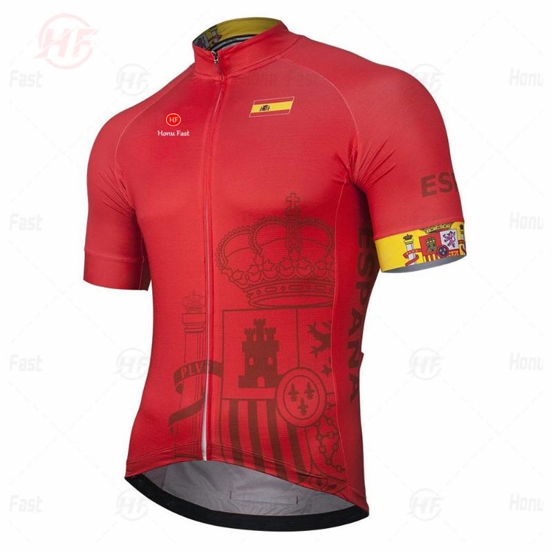 SPAIN 2020 Men's Cycling Jerseys Short Sleeve Bike Shirts MTB Bicycle Jeresy Cycling Clothing Wear Ropa USA