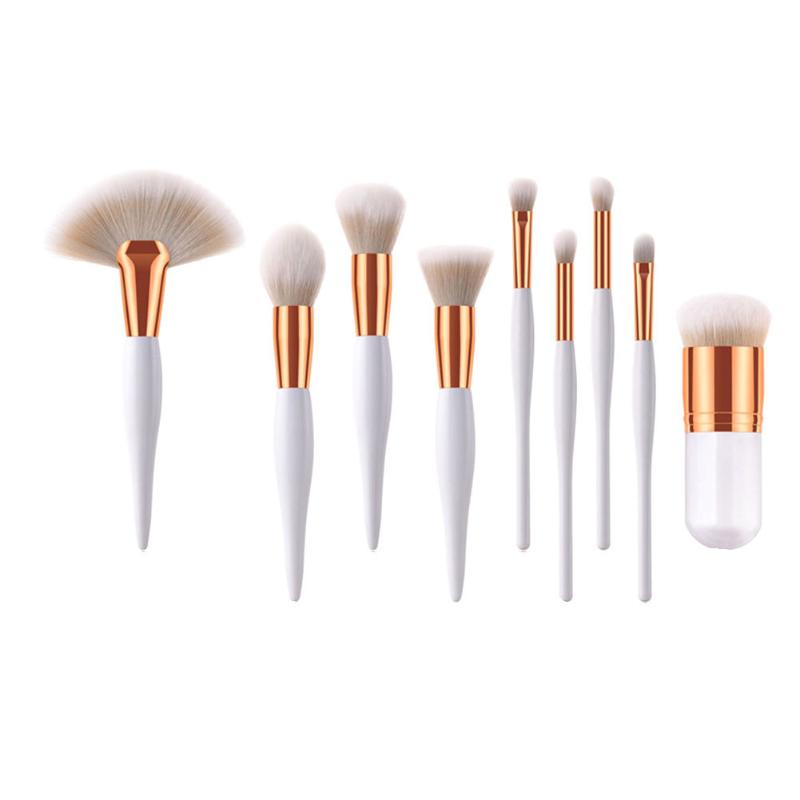 

9 PCS Professional Makeup Brushes Set Cosmetics Brushes Make Up Beauty Care Tools with Pregnant Belly Shape Handle White