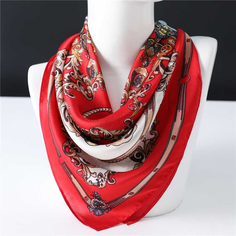 

Women 70x70cm Square Neck Scarves Silk Scarf Small Foulard Bandana 2020 New Brand Shawls High Quality for Lady
