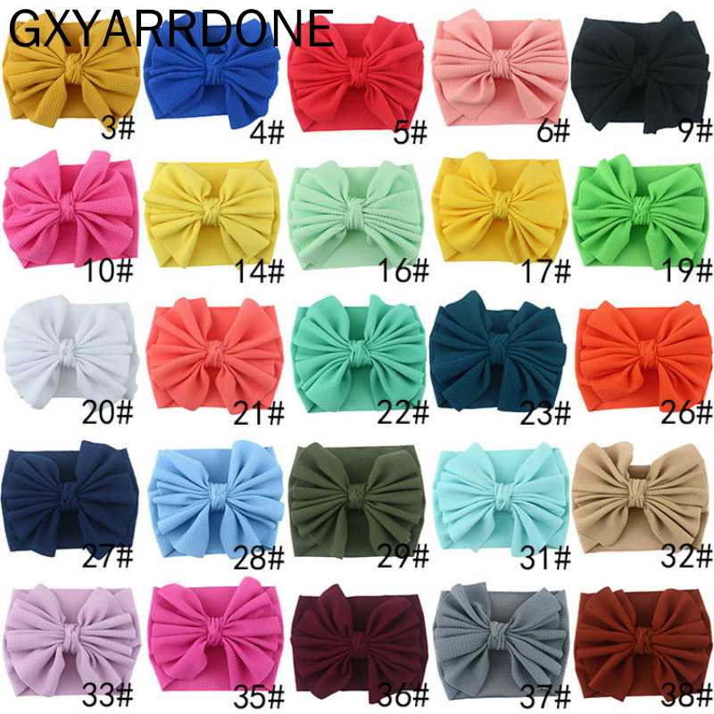 

25colors Wholesale Baby Girls Knitted Hair Bows Folding Headwraps Handmade Big Messy Bows Headbands Girls Hair Accessories, Multi