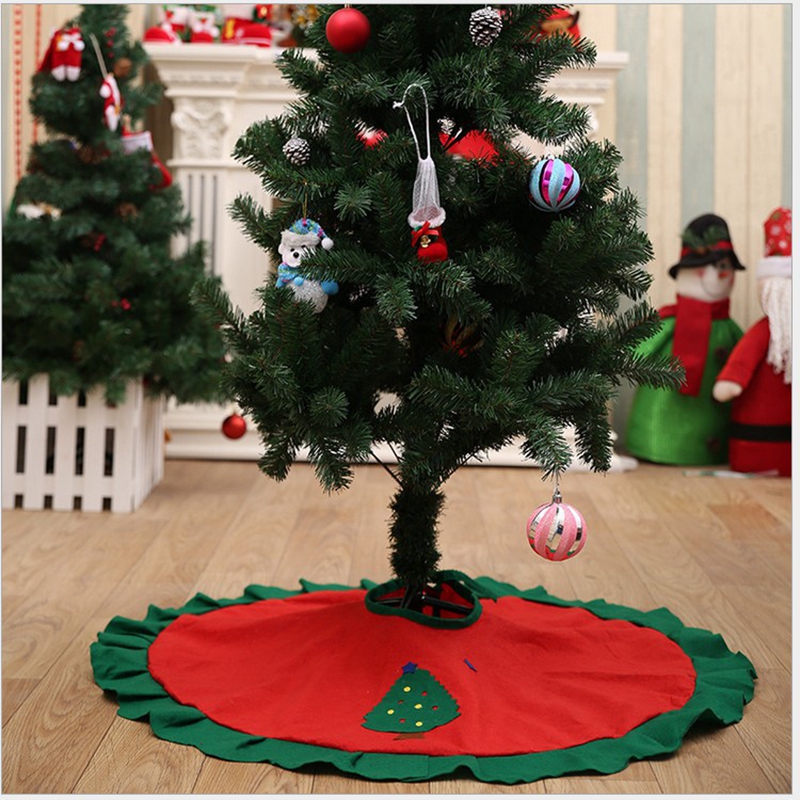

90cm High Quality Red Christmas Tree Skirt Carpet Party Ornaments Christmas Decoration for Home Non-woven Xmas Tree Skirt Aprons