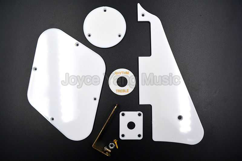 

Niko 1 Set of White LP Electric Guitar Plastic Scratch Plate&Brackets Holder Screws Selector Cover Back Plates Pickguards
