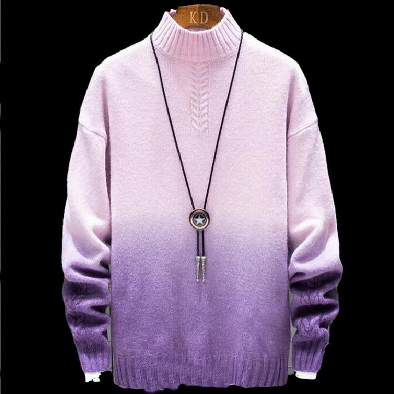 

2020 Turtleneck Cashmere Men's Sweater Winter Pullover Patchwork Slim Fit Knittwear Mens Thick Warm Sweaters, Orange