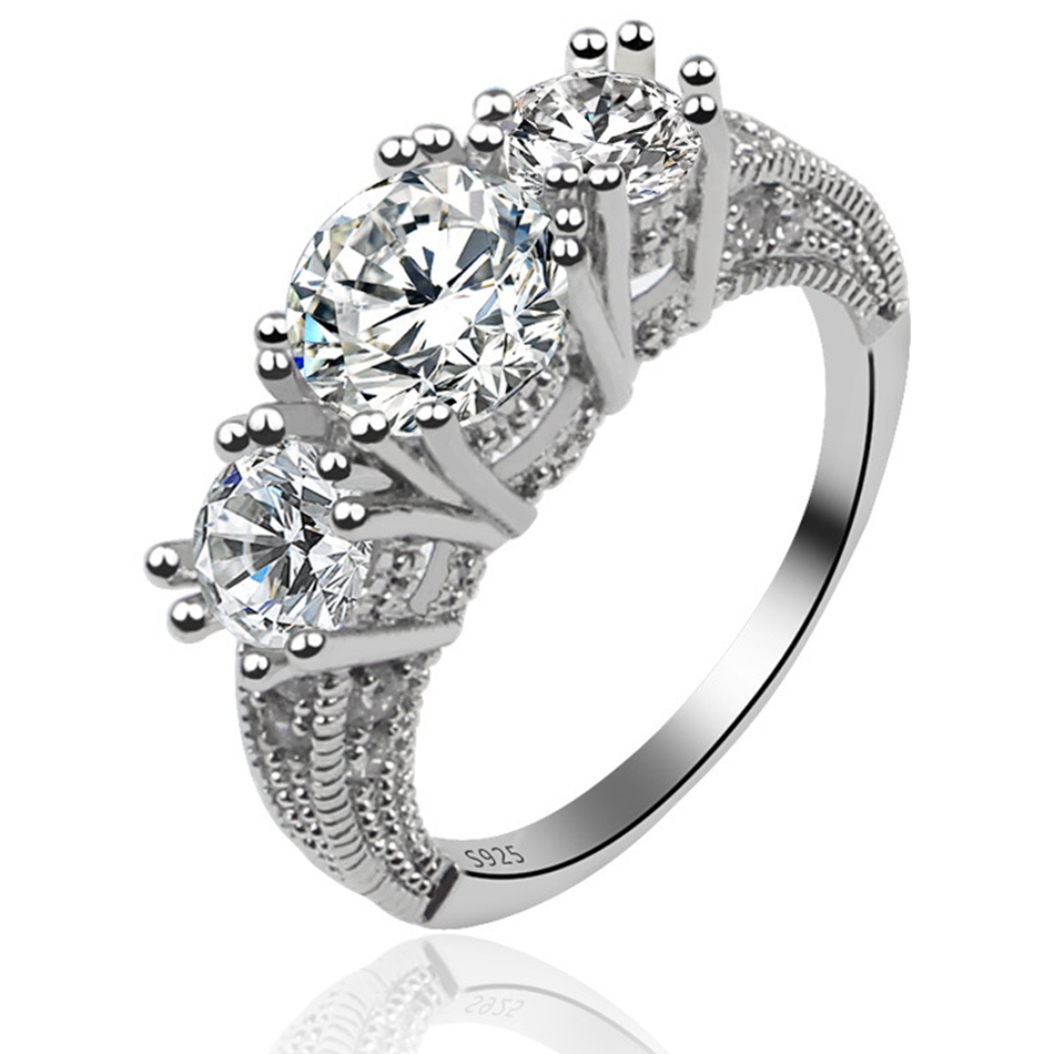 Femmes 925 Argent Bijoux Noir /& Blanc Saphir Bague de mariage Taille 6-10