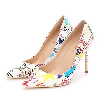 

lBottom Specia Graffiti Colorful Women Pumps Sexy Stiletto high heels Spring Wedding Party Women Shoes sapato feminino, Red