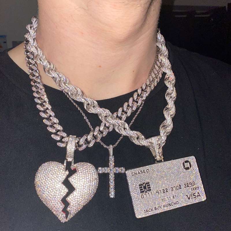 

18k Gold Plated VISA Credit Card Pendant Necklace Micro Paved Cubic Zircon Hip hop rap DJ men's jewelry gift accessory Necklace