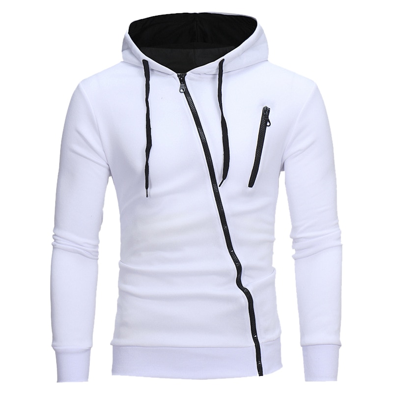 

2019 Spring Autumn Fashion Casual Solid Hoodie Men Pullover Sweatshirt Mens Designer Hoodies Hoodie Zipper Tops Plus Size 3XL WGWY210, White