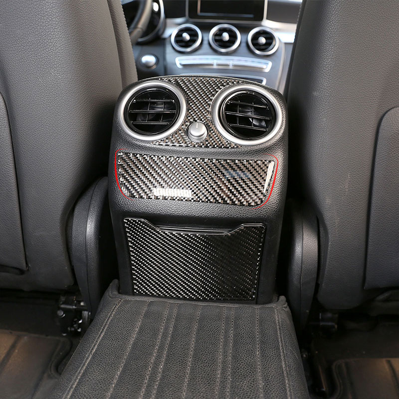 

For C Class W205 C180 2016-2019 Carbon Fiber Rear Air Outlet Lower Panel 3D Interior Sticker Accessories