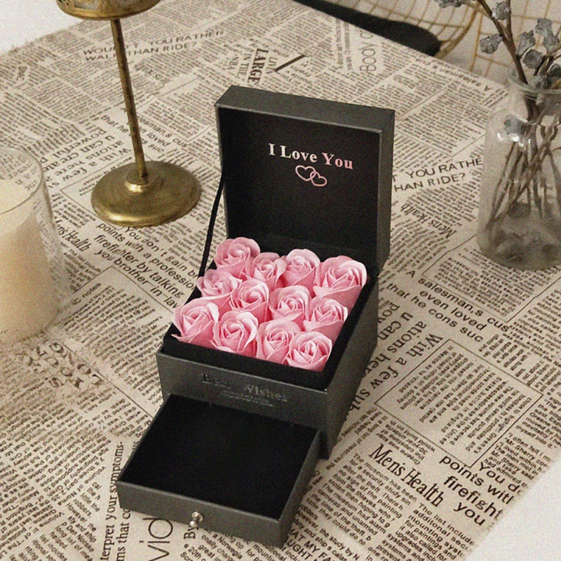 

Concise Double Soap Flower Gift Box Perfume Jewelry Drawer Box Valentine's Day Gift