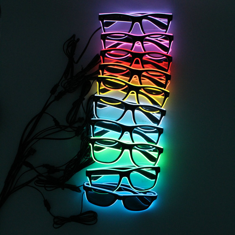 

LED EL Wire Glasses Light Up Glow Sunglasses Eyewear Shades Rave Costume Party DJ Bright Sunglasses Nightclub Party LED Flashing Glasses