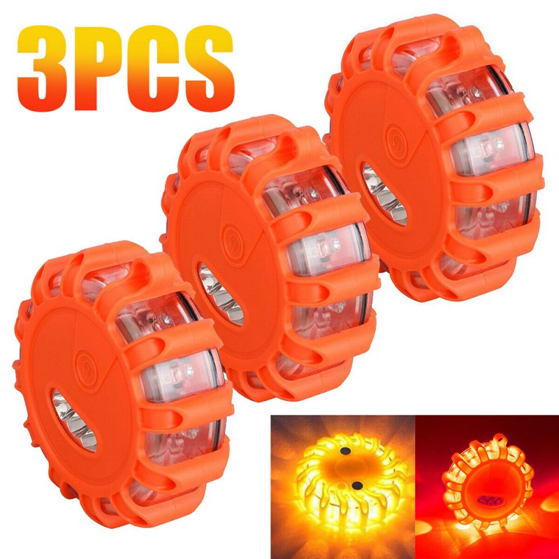

3pcs Car Emergency Light Safety Flare Red Road Flare Magnet Flashing Warning Night Lights Roadside Disc Beacon For Car Truck kk, As pic