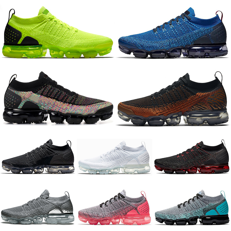 

2019 Fly 2.0 utility Running shoes for men women Volt Triple black white Knit mens trainers cushion Athletic sneakers sports size 36-45, White;red