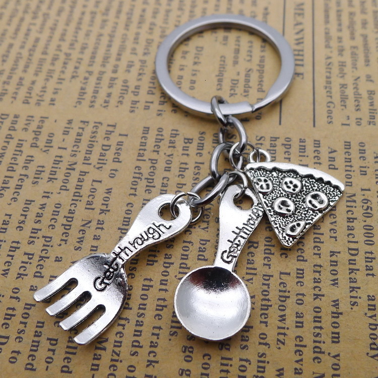 

Alloy Scoop Fork Pizza Key Pendant Buckle Ancient Silver Ornaments Parts