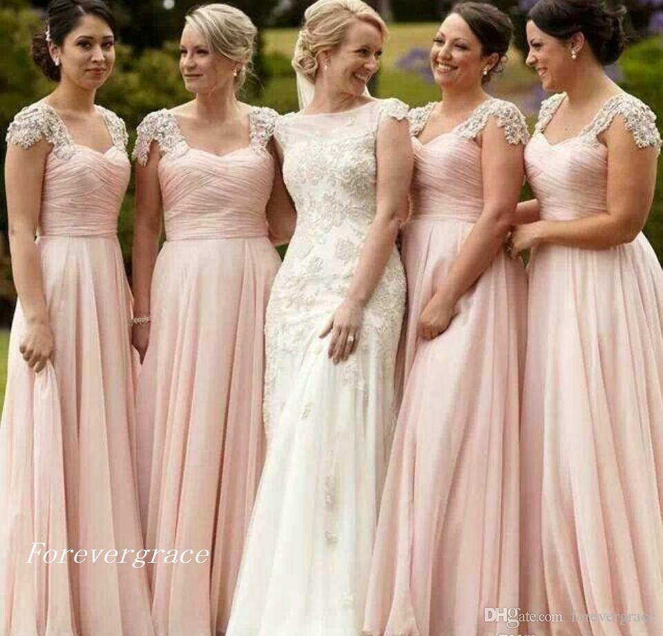

2019 Cheap Hot Sell Lace Bridesmaid Dress Pink Country Beach Garden Formal Wedding Party Guest Maid of Honor Gown Plus Size Custom Made