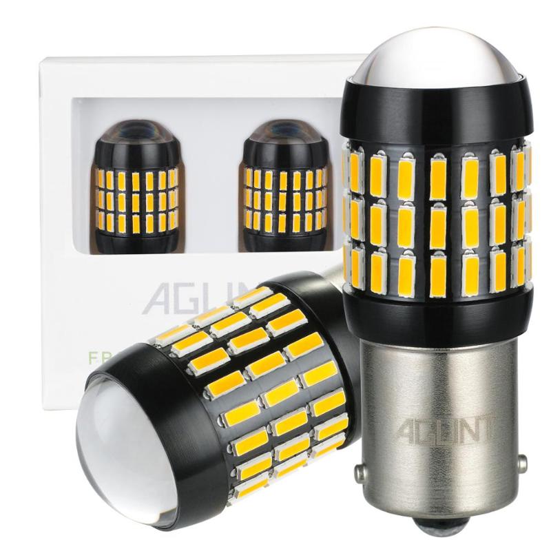 

AGLINT 2PCS P21W led 12-24V Yellow Car LED Turn Signal Bulb 1003 1141 1156 BA15S 4014 SMD 66 LEDs Auto Tail Light Bulb Amber, As pic