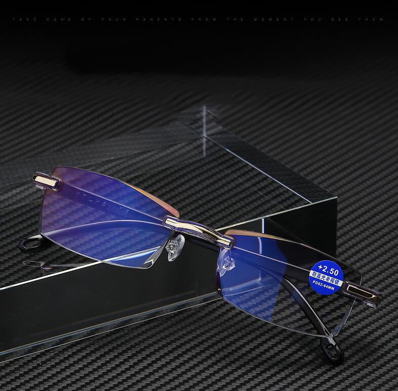 

Cheap Frameless Square Reading Glasses for Men Women's Anti Blue Light Computer Eyeglasses Far Sight Presbyopia Reader Glasses +1.0--+4.0