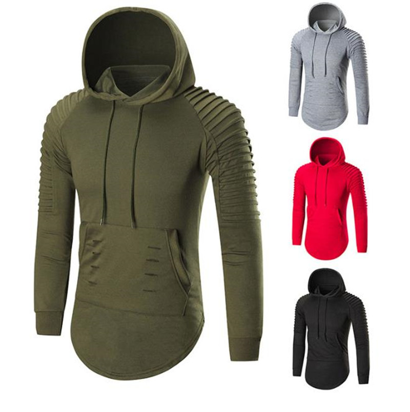 20SS Casual Hommes Sweats à capuche Styliste solide froncé à manches longues Sweat à capuche Homme Hauts Slim Pull