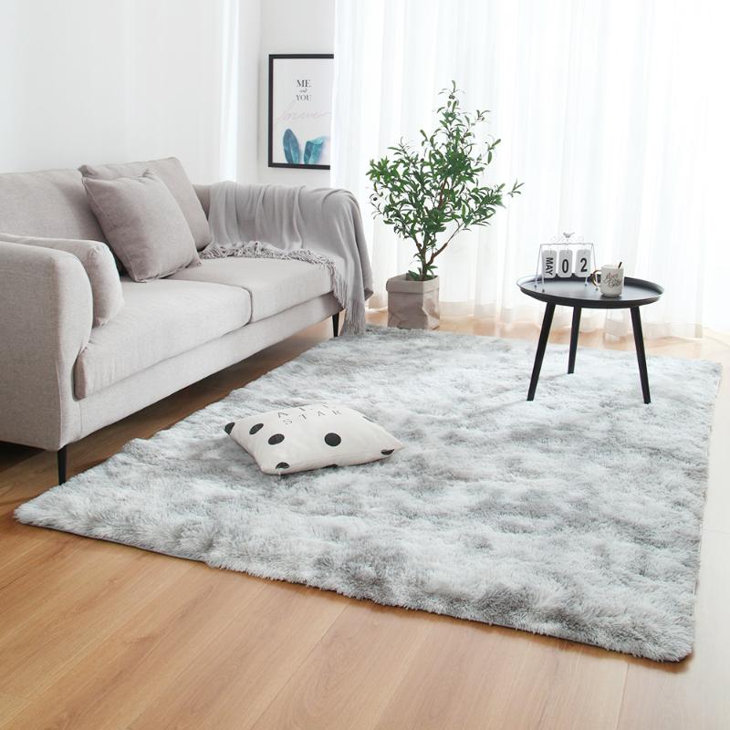 

Grey Carpet Tie Dyeing Plush Soft Carpets For Living Room Bedroom Anti-slip Floor Mats Bedroom Water Absorption Carpet Rugs