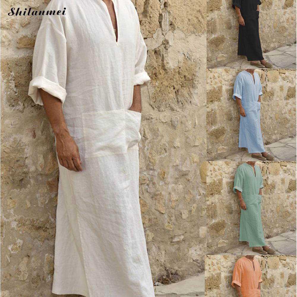 

Plus Size 5XL 4XL Muslim Men Islamic Cloth Summer Jubah Thobe Robes Kaftan Pocket Solid Arabic Dubai Short Sleeve Abaya Clothing, Blue