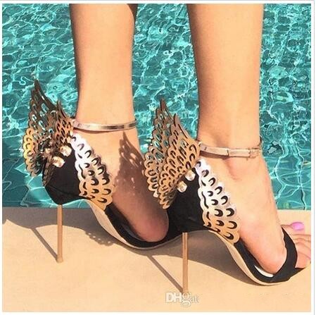 

Hot Sale-Sophia Webster Evangeline Bridal Shoes Plus Size 42 Genuine leather Pink Glitter Women Butterfly Sandals, As pics 1