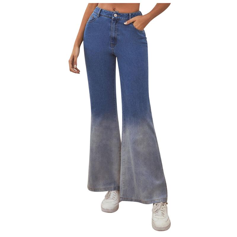 

For Skinny Jeans Sexy Women Autumn High Waist Jeans Women' 2020 Blue And White Gradient Hole Denim Pencil Pants