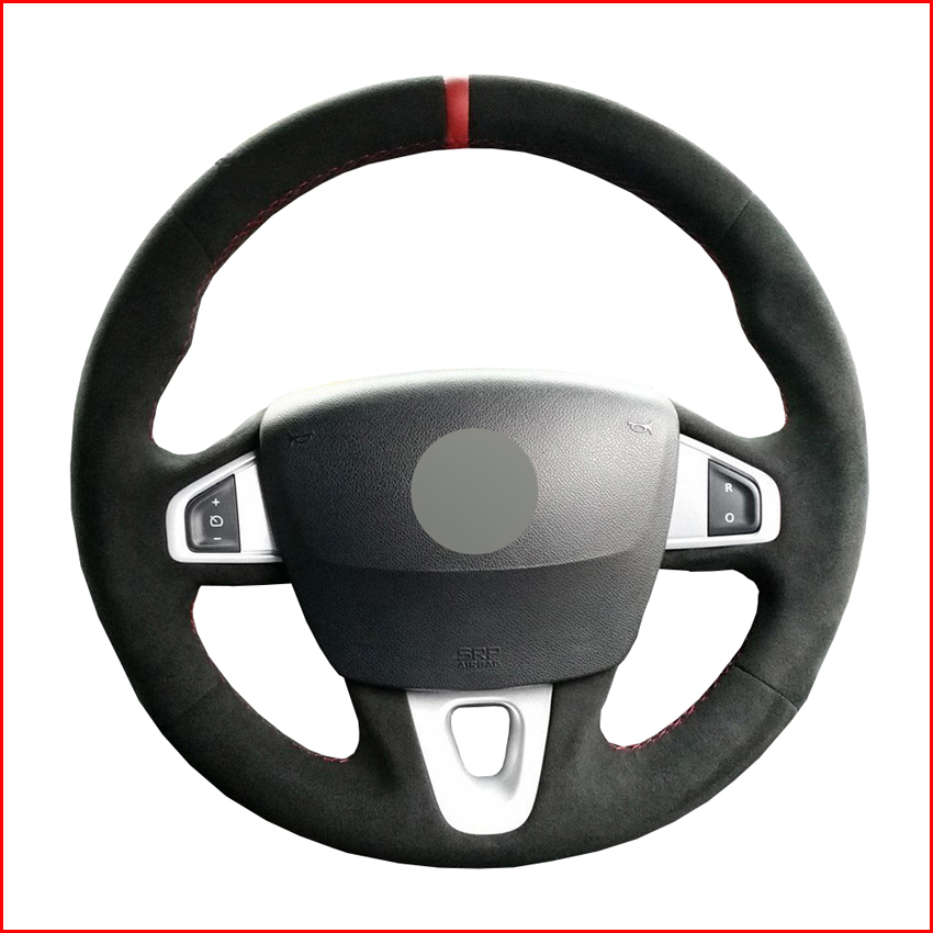 

Black Suede Hand Sew Comfortable Soft Steering Wheel Cover for Renault Megane 3 (Coupe) RS 2010 2011 2012 2013 2014 2015 2016