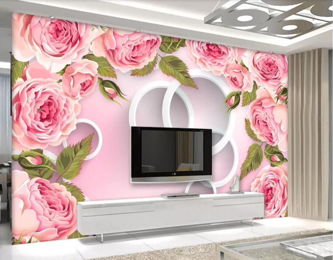 

3d room wallpaper custom photo non-woven mural 3D circle rose fashion romantic tv background wall mural wallpaper for walls 3 d, Picture shows