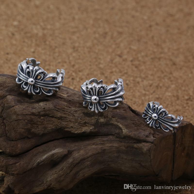 

2019 Brand new 925 sterling silver vintage American European jewelry hand-made designer crosses rings open adjustable for men women gifts