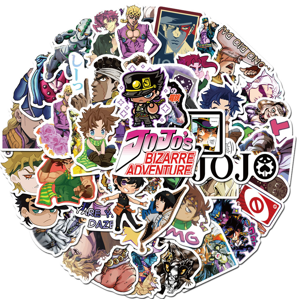 

50 PCS Car Stickers Bizarre Adventure For Skateboard Laptop Fridge Helmet Stickers Pad Bicycle Bike Motorcycle PS4 Notebook Guitar Pvc Decal, Multi colors