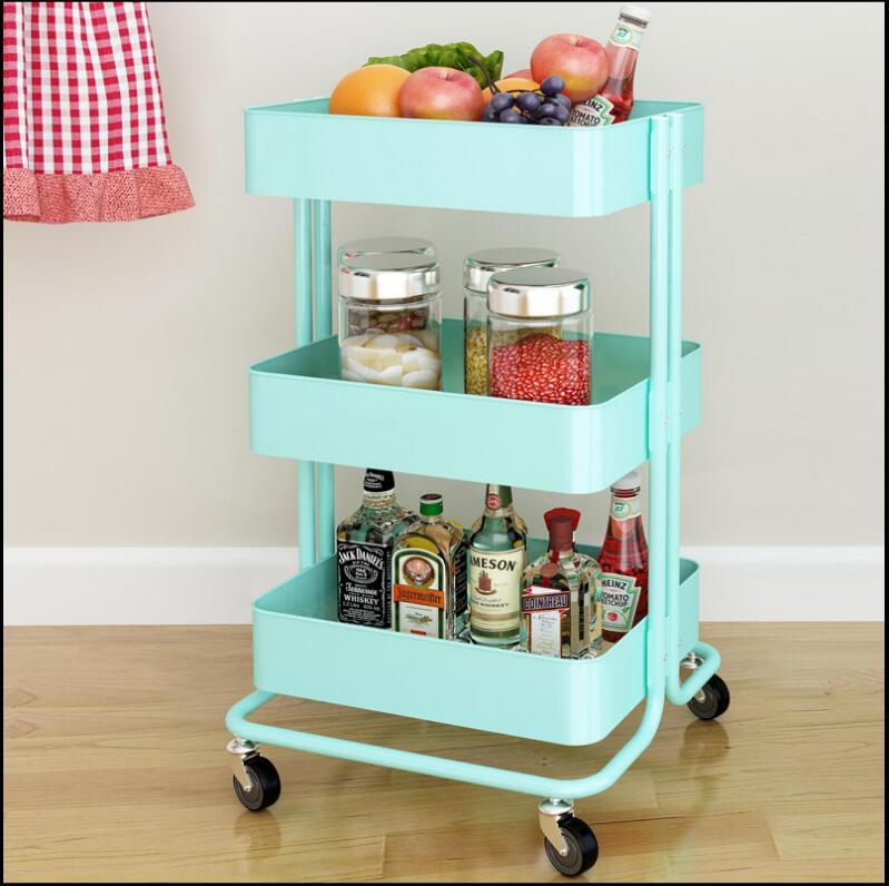 Floor rack iron kitchen seasoning vegetable Bulk Food Storage beauty bookshelf snack toys crevice movable trolley-image-516568301