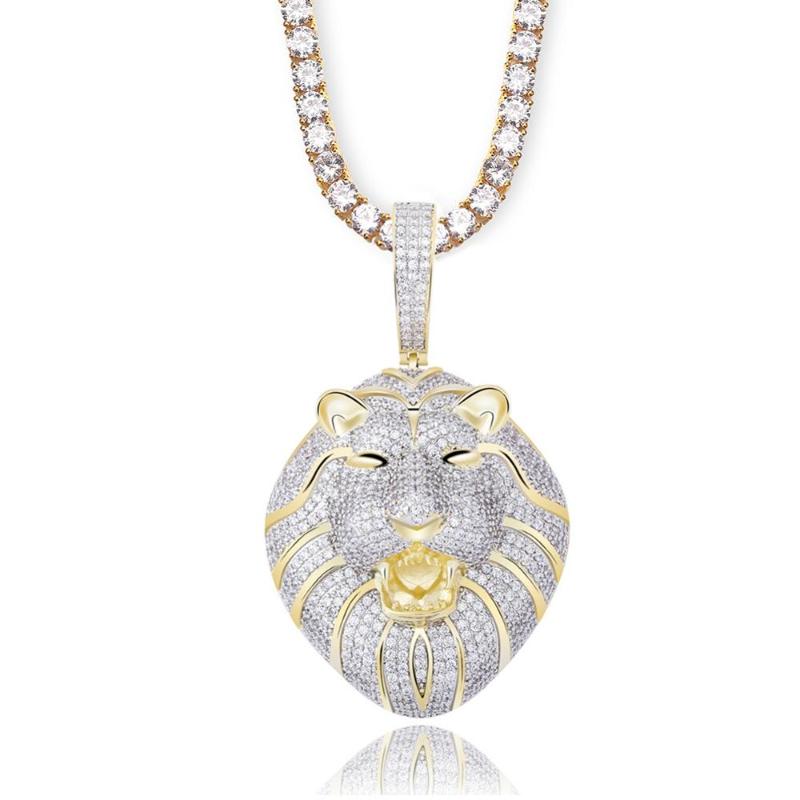 

Lion Brass Leopard tiger Women's fashion Pendant micro pave iced out jewelry charms accessory hiphop biker punk necklace chain