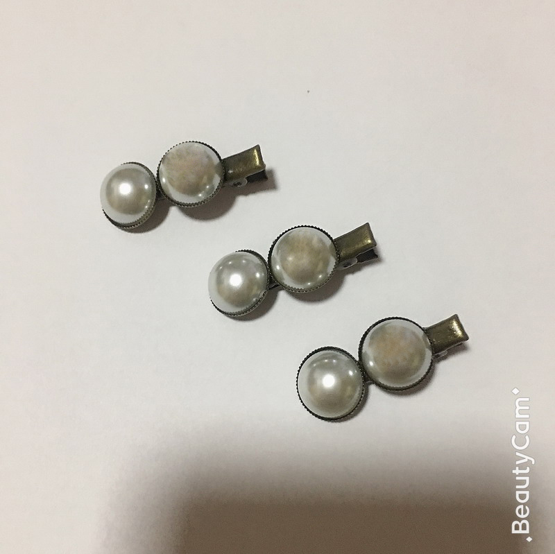 

4X1.5CM Fashion C hair clip bronze double pearl small pressure clip one word clip for ladies collection luxury design hair ornaments, Golden;silver