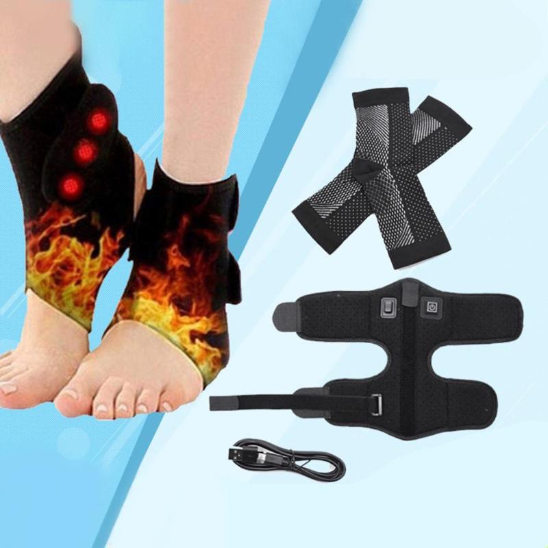 

Fast-heating Electric Ankle Brace Ankle Heating Strap Support Compression Wrap Sports Protective Gear New, Black